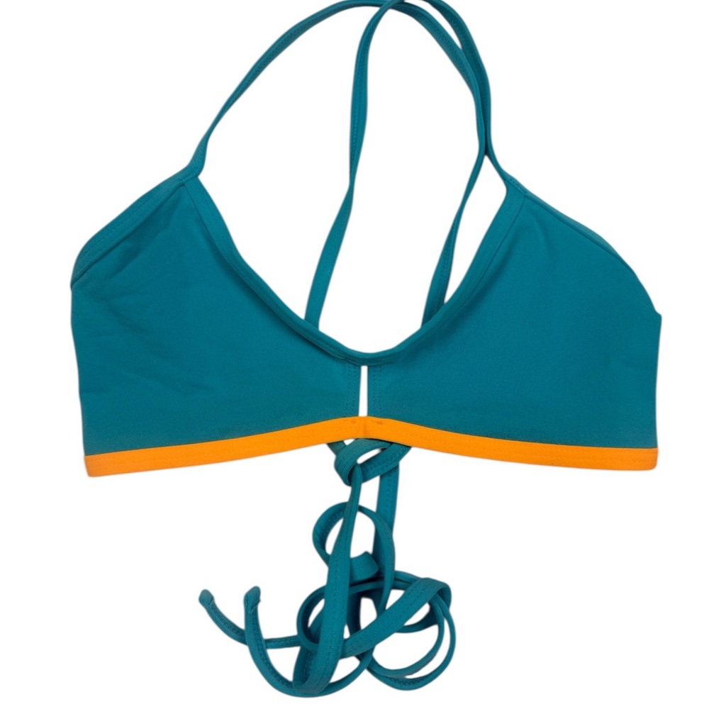 Jolyn Clothing Teal Bikini Top with Orange Trim